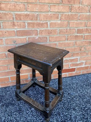 Antique Country Side Table,  Stool,  English Oak