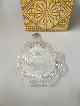 Vintage AVON BUTTER DISH Clear Crystal with 2 Hostess Soaps,  Orig Box, 3