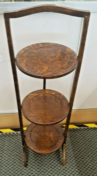 Antique/vintage Wood 3 Tiered High Tea/pie/ Muffin/ Cake Folding Stand