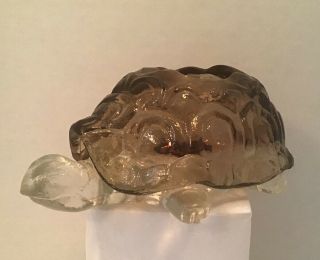 Vintage Mcm Le Smith Smoke Art Glass Turtle Fairy Light Lamp Moon & Stars