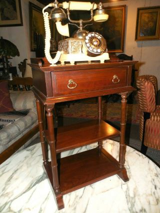 Pennsylvania House Cherry Three Tiered Night Telephone Stand With Top Drawer