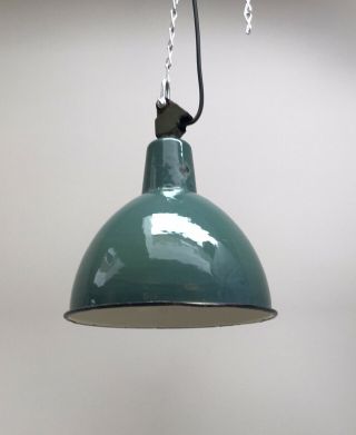 Vintage Enamel Industrial Lights,  Kwe Fittings In Green,  4 Avaialble