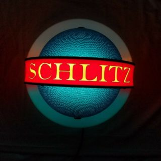 Vintage 1960s Schlitz Beer Light Up Rotating Spinning Globe Sign Sconce