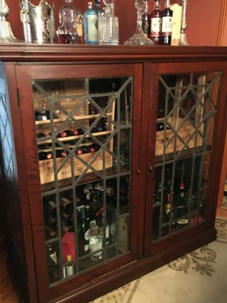 Antique Bar / Book Case / Curio Cabinet / Liquor Bar /leaded Glass 64x60x24