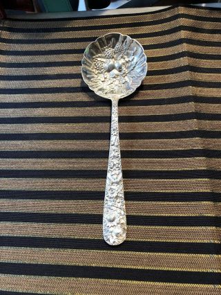 Vintage Kirk & Son Sterling Silver Repousse Berry Spoon 71/2” Large Size