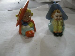 Vintage Japan Girls With Hats Salt And Pepper Shakers