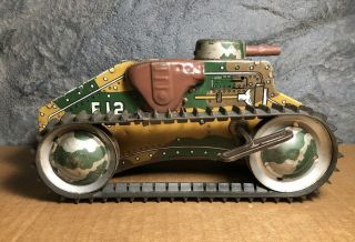 Vintage Marx | Army Tank E12 | Tin Wind Up Toy | Tracks | |