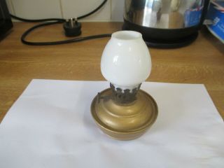 Vintage Kelly Nursery Oil Lamp Brass With White/opal Pixie Shade