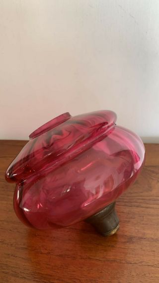Cranberry Ribbed Glass Oil Lamp Font Af