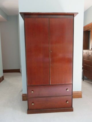 Solid Mahogany Armoire Mid - Century Modern Style Very Good Condtion