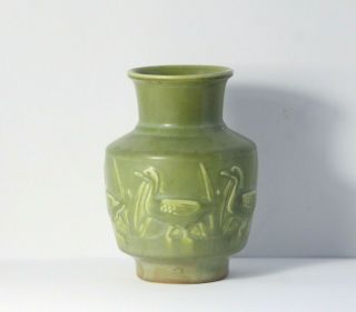 Vintage Rookwood 6547 Sage Green Duck Art Pottery Vase