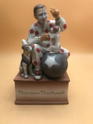 Norman Rockwell Schmid Music Box " Send In The Clowns " Clown With Dogs 1979 Post