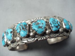 Tommy Tso Vintage Navajo Kingman Turquoise Sterling Silver Bracelet Old