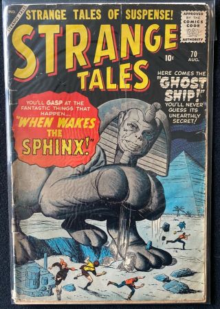 Strange Tales 70,  1959,  " When Wakes The Sphinx”,  Cover Detached,  1.  0