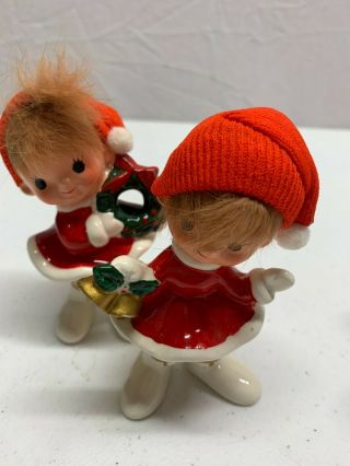 2 Vintage Ardco Christmas Girls Ceramic Figurines Made In Japan