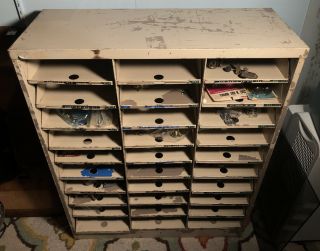 Vintage Metal 30 Drawer File Cabinet Mail Organizer Industrial 36.  5 "