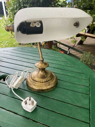 Rare Vintage Early 20th Century French Brass Bankers Lamp
