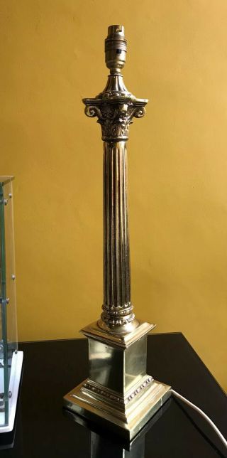 Vintage Tall Brass Corinthian Column Table Lamp - Hollywood Regency