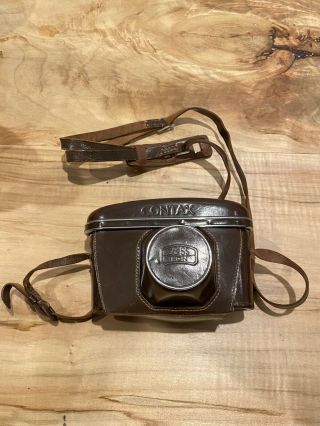 Vintage Contax Zeiss Ikon 35mm Camera W/ Sonnar 1:1.  5 F=50mm Lens & Case