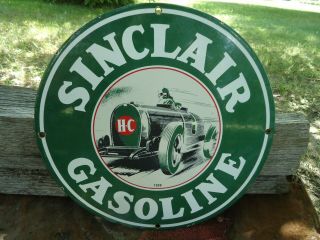 Old Vintage 1939 Sinclair H - C Gasoline Porcelain Gas Pump Sign Advertising Oil