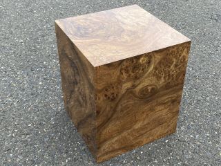 Vintage Burl Laminate Small Cube End Table Plant Stand After Milo Baughman