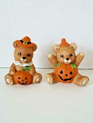 Homco Halloween Bears Pumpkin Trick Or Treat 5311 Vtg Porcelain Figurines Fall