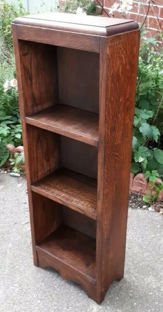 Antique Solid Oak Arts & Crafts Style Small Bookcase 84 X 30 Cms