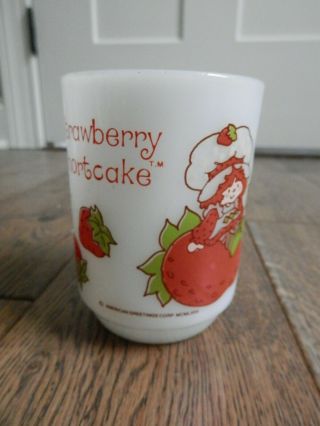 Vintage Anchor Hocking Strawberry Shortcake Coffee Cup Mug 1980 Milk Glass