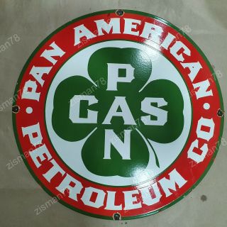 Pan American Petroleum Co.  Vintage Porcelain Sign 30 Inches Round