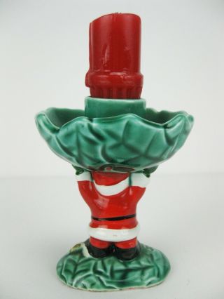 Vintage 1962 Napco Porcelain Christmas Santa Candle Holder ICX - 5476 3