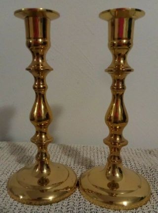 Antique Vtg Indian Solid Brass Candlesticks Candle Holders.  Great Shape