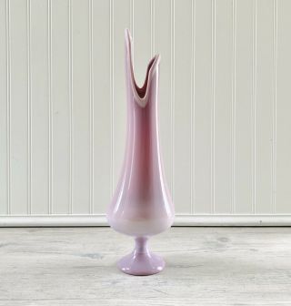 Vintage Lavender Slag Glass Purple Lilac Mid - Century Footed Swung Vase Le Smith
