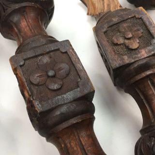 Vintage Chair Legs And Cross Members,  Ornate Carved Wood Broken Decor Crafts