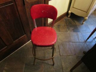 Vintage Red Cosco Stool Kitchen Metal Mid Century Modern Side Chair