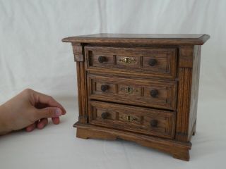 Antique Miniature Oak Chest Of Drawers Treen