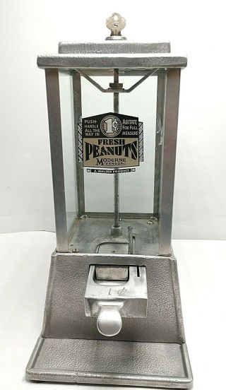Vintage 1 Cent Peanut Machine Star Moderne Vendor Machine Hammered Aluminum
