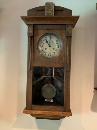 Antique / Vintage Mauthe German Regulator Wall Clock - Good Running