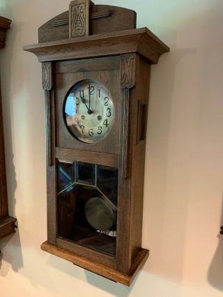 Antique / Vintage Mauthe German Regulator Wall Clock - Good Running 2