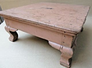 Antique Wooden Foot Stool Altar Bajot Low Height Sitting Or Table Display Decor