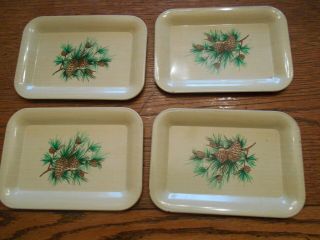 4 Vintage Metal Pinecone Snack Trays 1940s Or 1950s 1752