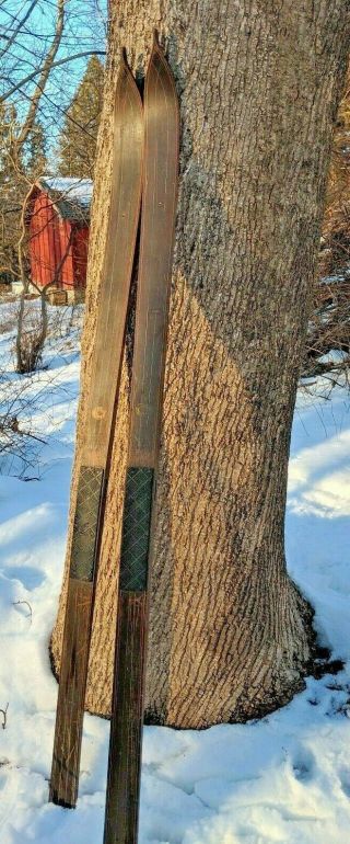 Old Wooden Northland Skis 77  Nipple " End No Binding Vintage Early 1900s