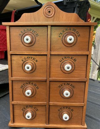 Vintage 9 Drawer Wooden Spice Cabinet