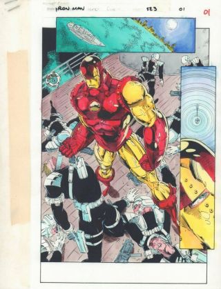Iron Man 323 P.  1 Color Guide Art - Iron Man Splash - 1995 By John Kalisz