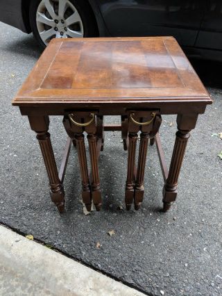 Vintage French Provincial Burled Top Nesting Tables End Tables By Gordon 