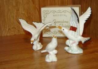 Vintage Bone China Miniature Animal Family Figurines Made In Japan Sea Gulls