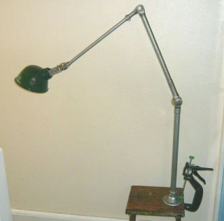 Dugdills Industrial Machinist 3 Arm Rtm Lamp Green Enamel Shade.