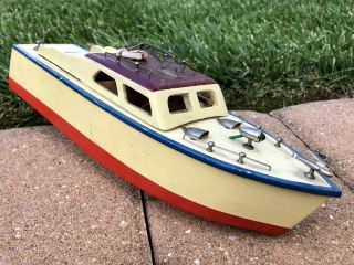 Vintage Japan Motorized Wooden Toy Boat - 1950’s - Rare - -