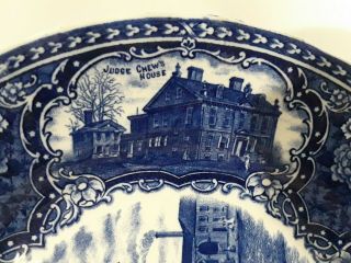 Antique Staffordshire Souvenir Plate Independence Hall PA Betsy Ross Blue 9 