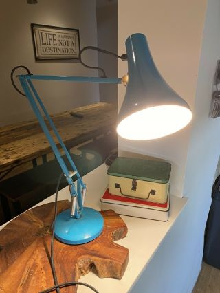 Vintage Industrial Herbert Terry Anglepoise Lamp Blue 2 Step Base