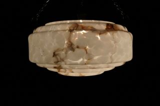 Large Vintage Art Deco Glass Pendant Light Shade Fly Catcher Marbled Grey